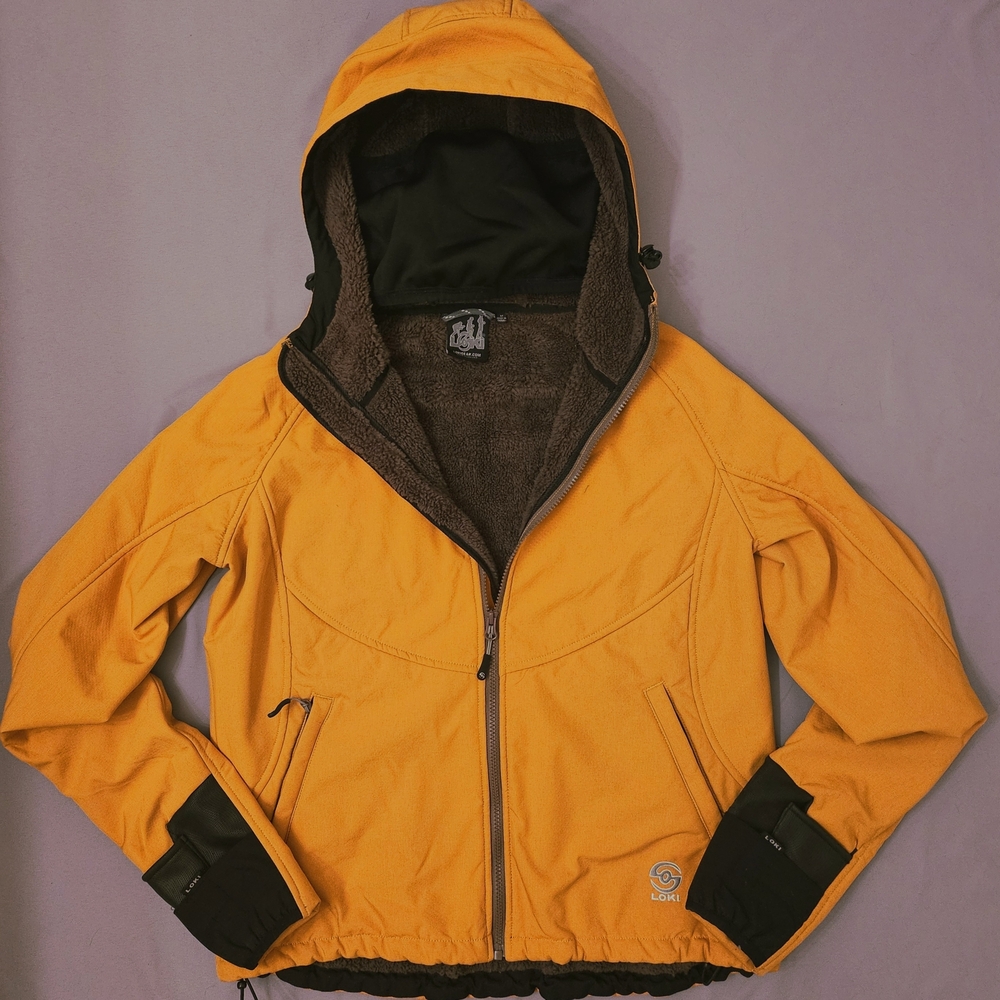 Loki Gear All-in-One Versacuff Fleece Hoodie Mustard Yellow/Orange Womens Medium